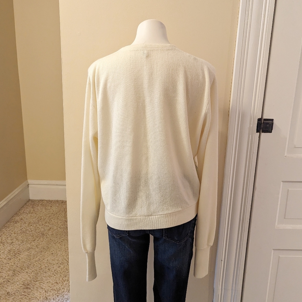 Vintage Greenbriar cream with pastel water color print cardigan size medium - Picture 3 of 7